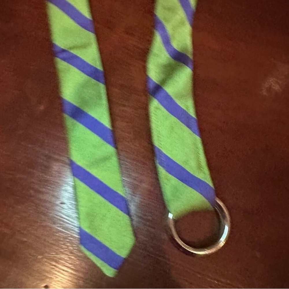 Lands' End Green and Blue Belt with Bold Stripes.preppy.
